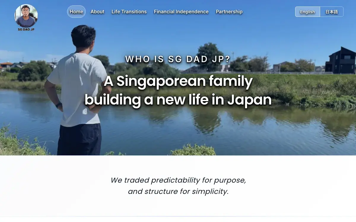 The English top page of SG Dad in Japan